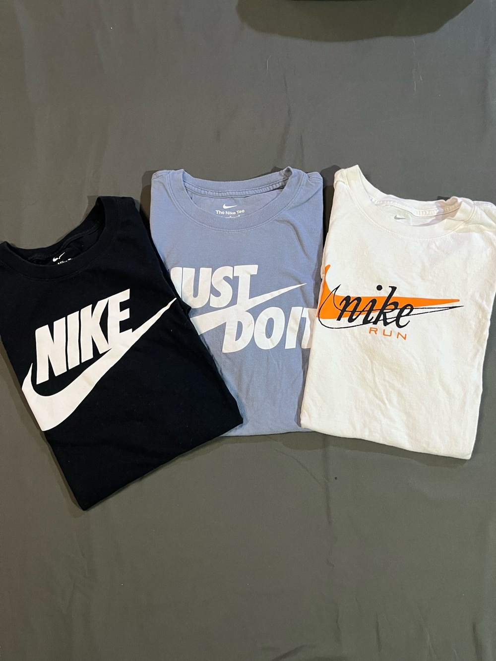 3 Nike Tshirts, Black/White/Blue, Sz M